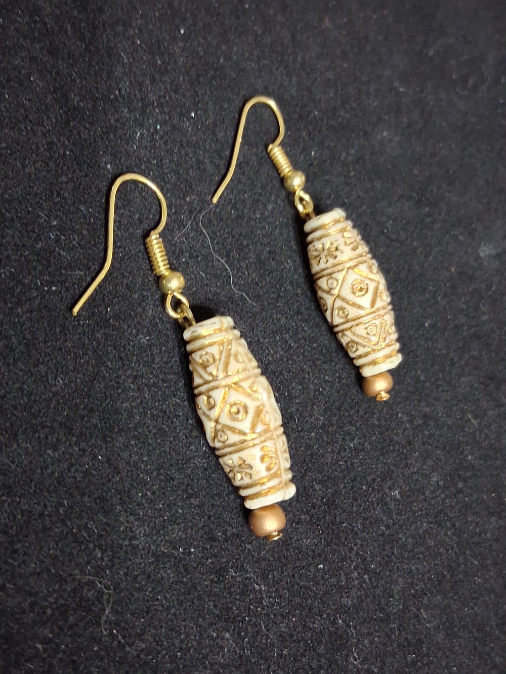 Ivory & Gold Tone Boho Drop Earrings